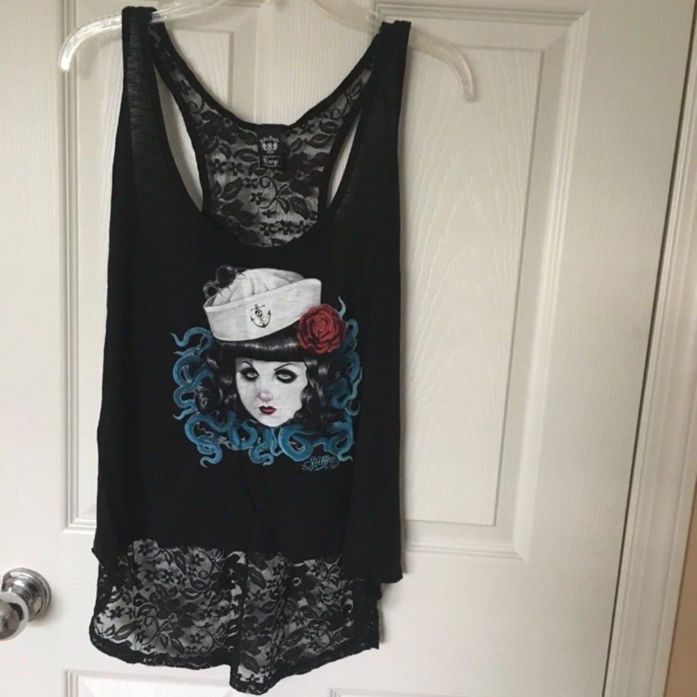 Romantic lace sailor woman tank top